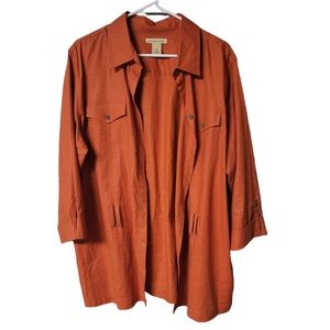 Bechamel Woman Orange Linen Blend Blouse Size 1X
